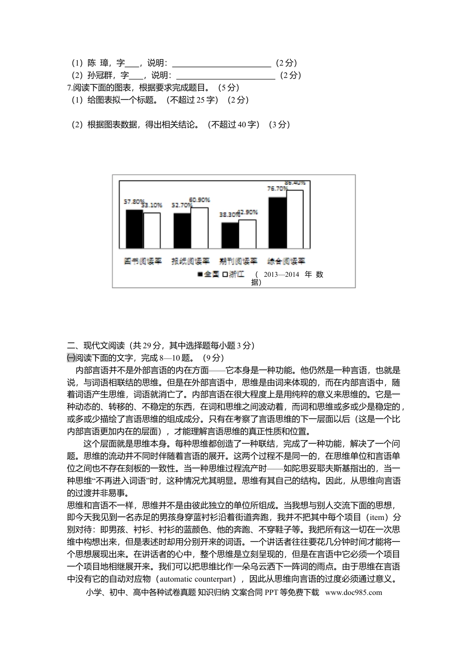 【免费下载】2015年浙江高考语文（原卷版）.doc
