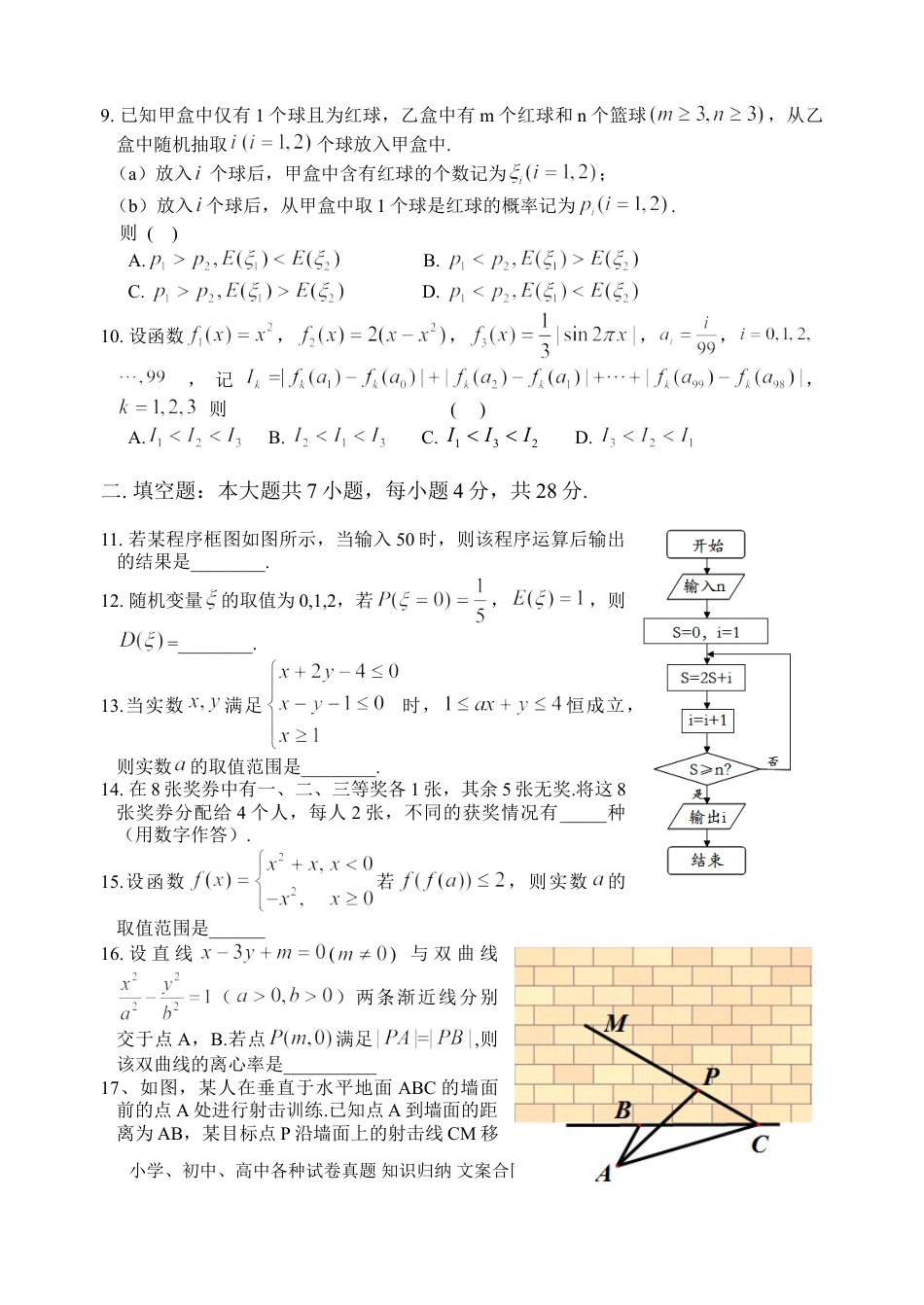【免费下载】2014年浙江高考数学【理】（解析版）.doc