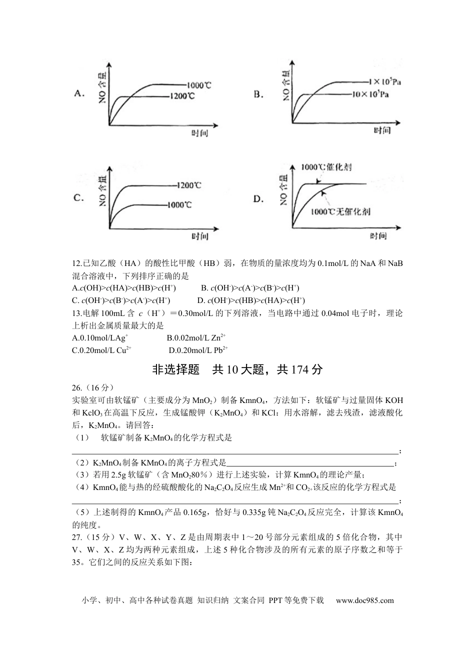 【免费下载】2008年浙江高考化学及答案.docx