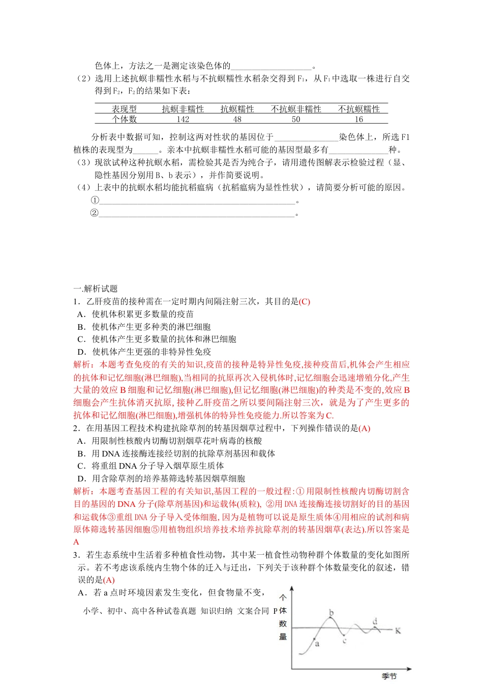 【免费下载】2010年浙江高考生物（解析版）.docx