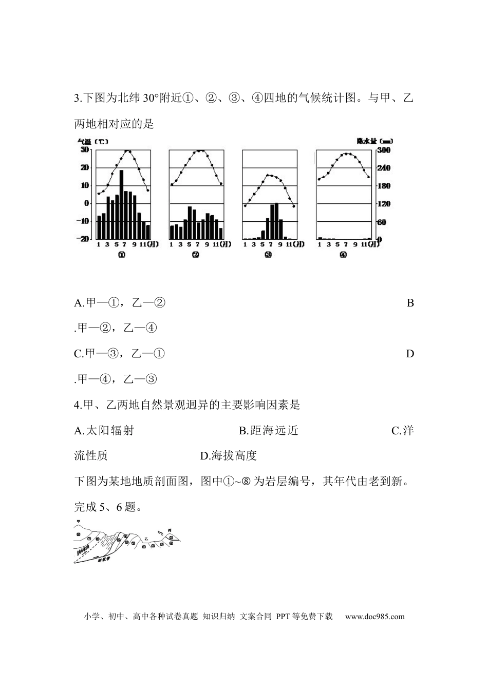 【免费下载】2015年浙江高考地理（原卷版）.docx
