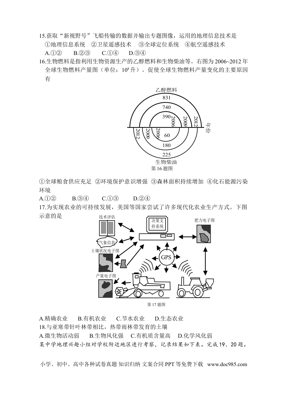 【免费下载】2015年浙江高考地理【10月】（解析版）.doc