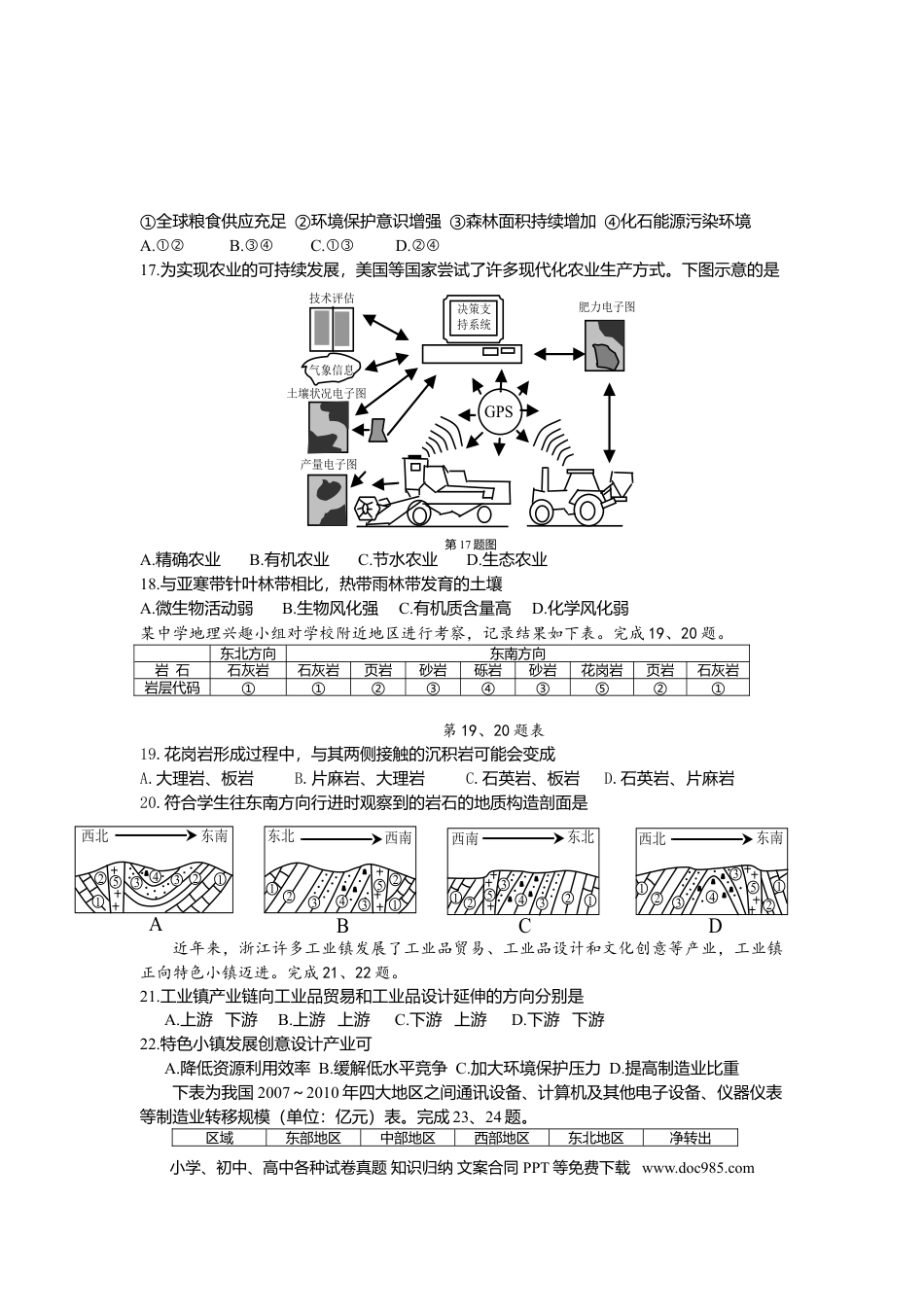 【免费下载】2015年浙江高考地理【10月】（原卷版）.doc