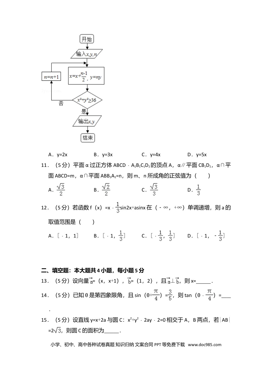 【免费下载】湖南2016年高考数学真题（文科）（新课标Ⅰ）（解析版）.doc