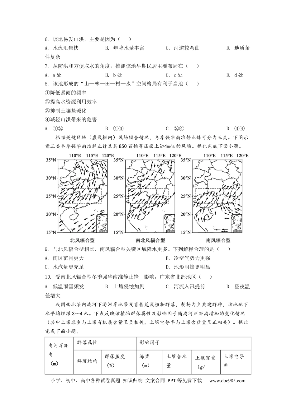 【免费下载】湖南2022年高考地理真题（湖南自主命题）（原卷版）.docx