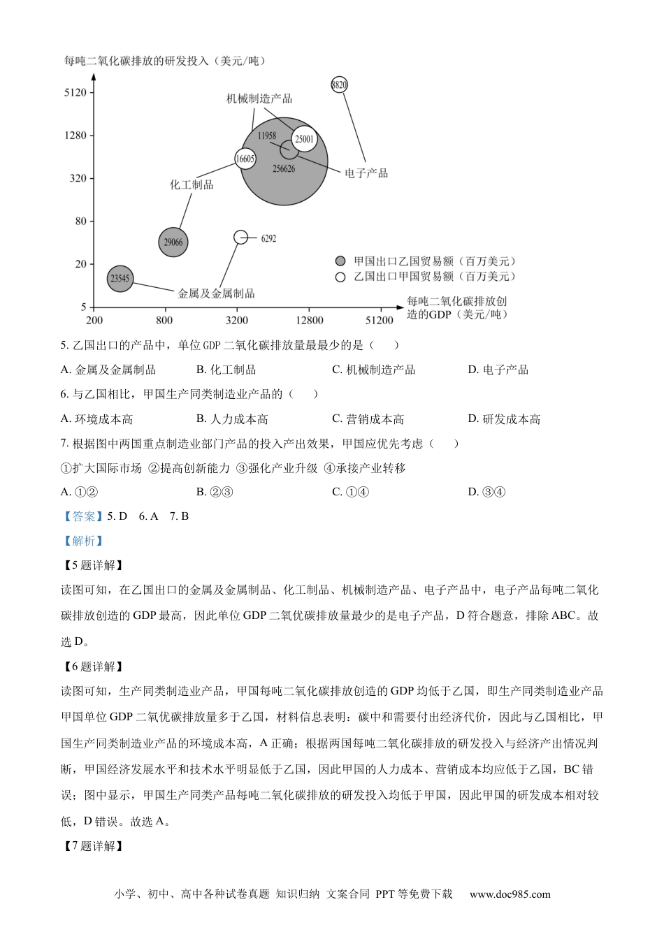 【免费下载】湖南2023年高考地理真题（湖南自主命题）（解析版）.docx