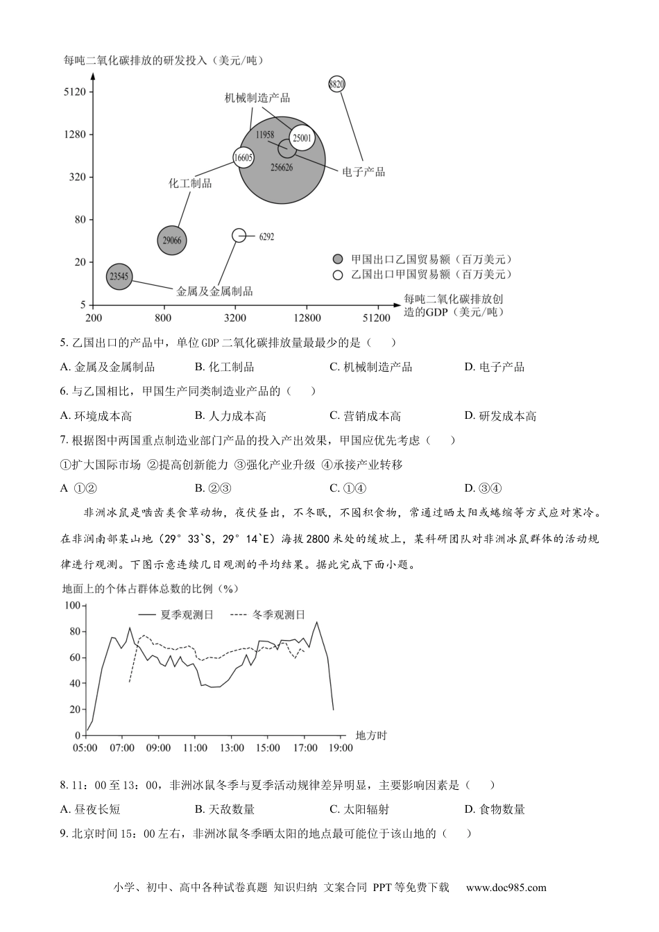 【免费下载】湖南2023年高考地理真题（湖南自主命题）（原卷版）.docx