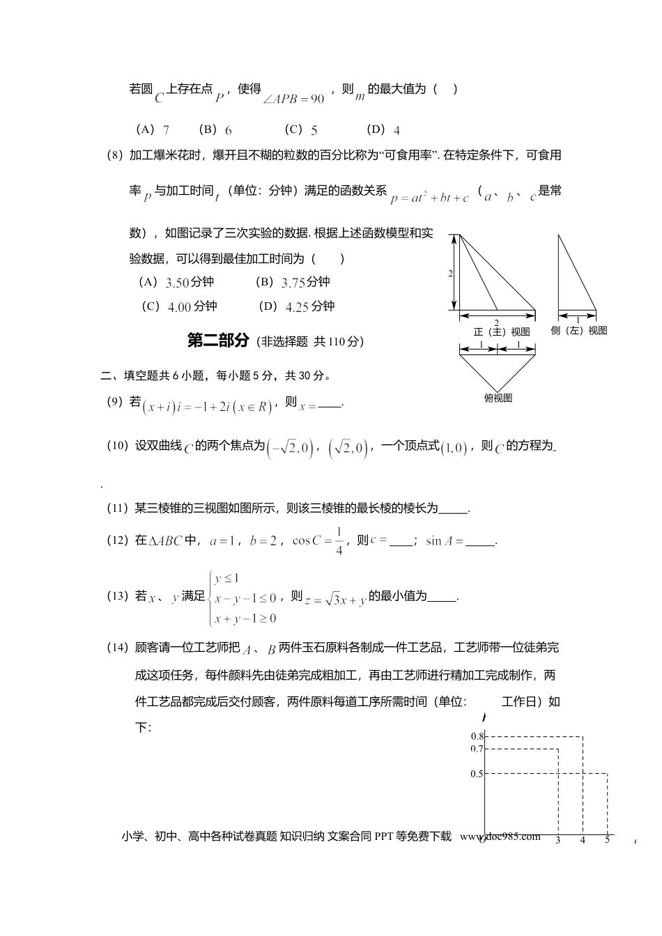 2014年高考数学真题（文科）（北京自主命题）（原卷版）.doc