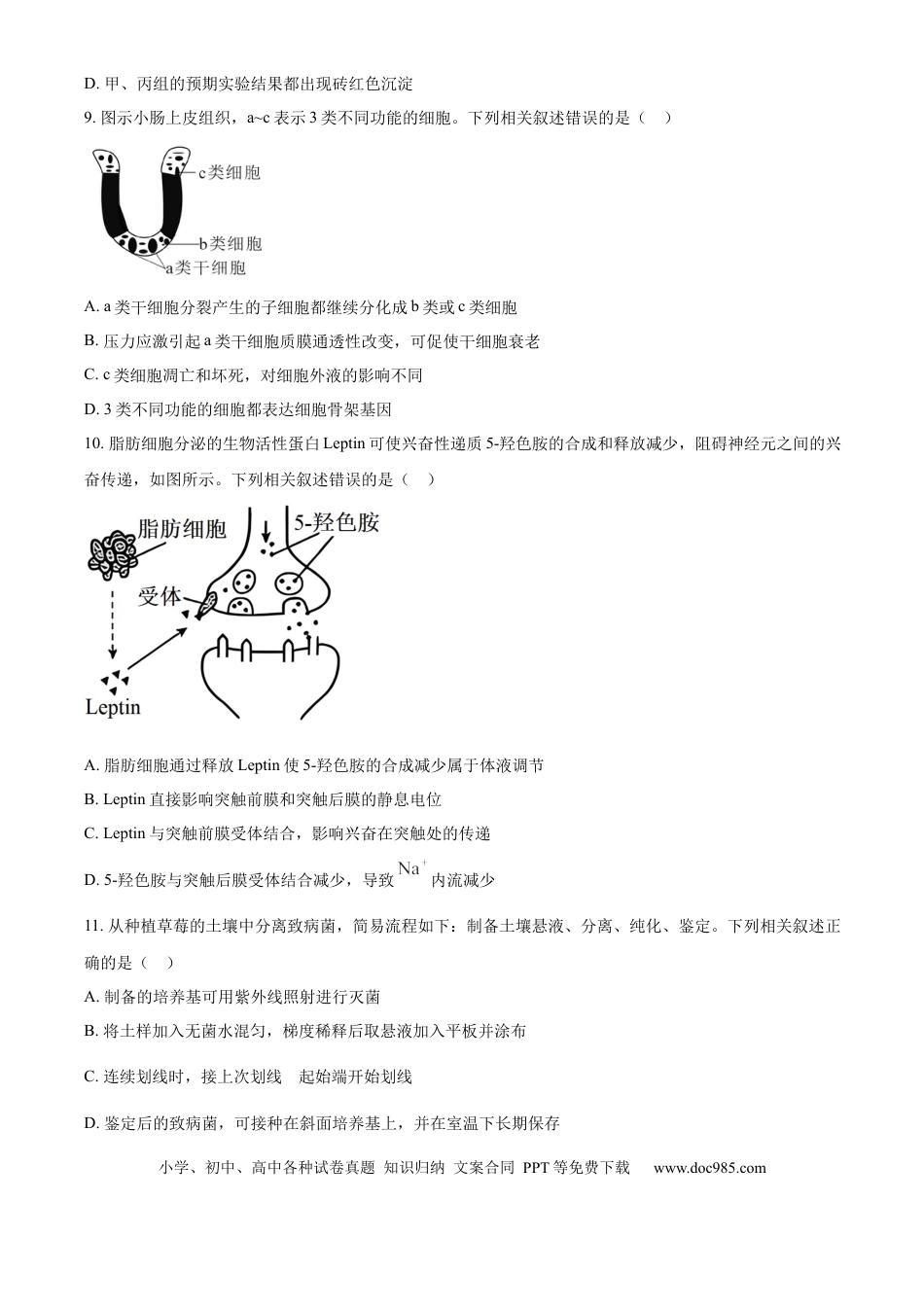 2025年高考生物真题（江苏自主命题）（原卷版）.docx