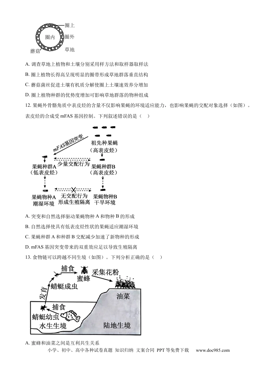 2025年高考生物真题（广东自主命题）（原卷版）.docx
