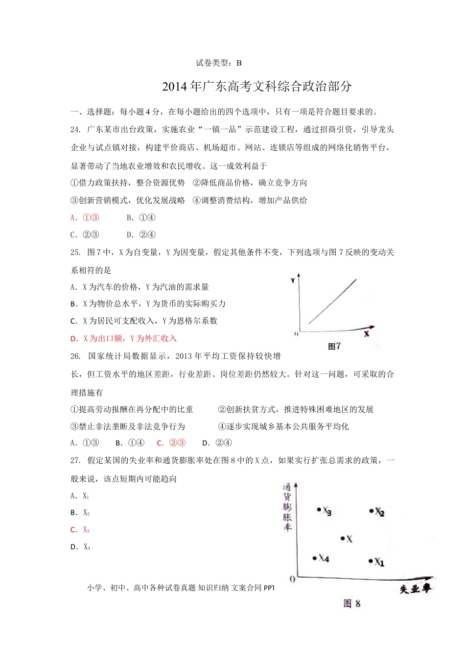 2014年高考政治真题（广东自主命题）.doc