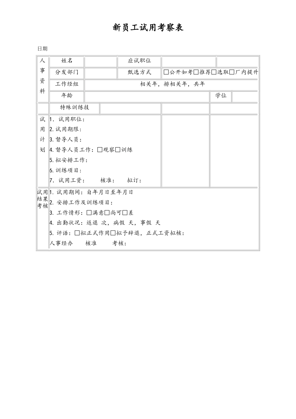 新员工试用考察表.doc