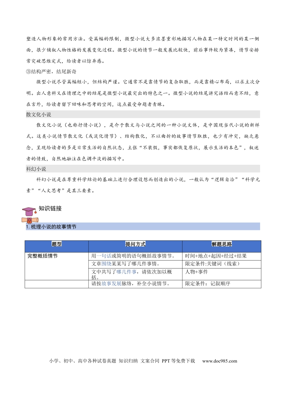 九年级语文上册部编版九年级上册第四单元主题阅读：小说（教师版）.docx