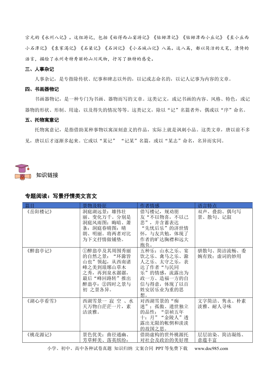 九年级语文上册部编版九年级上册第三单元主题阅读：写景抒情文言文（教师版）.docx