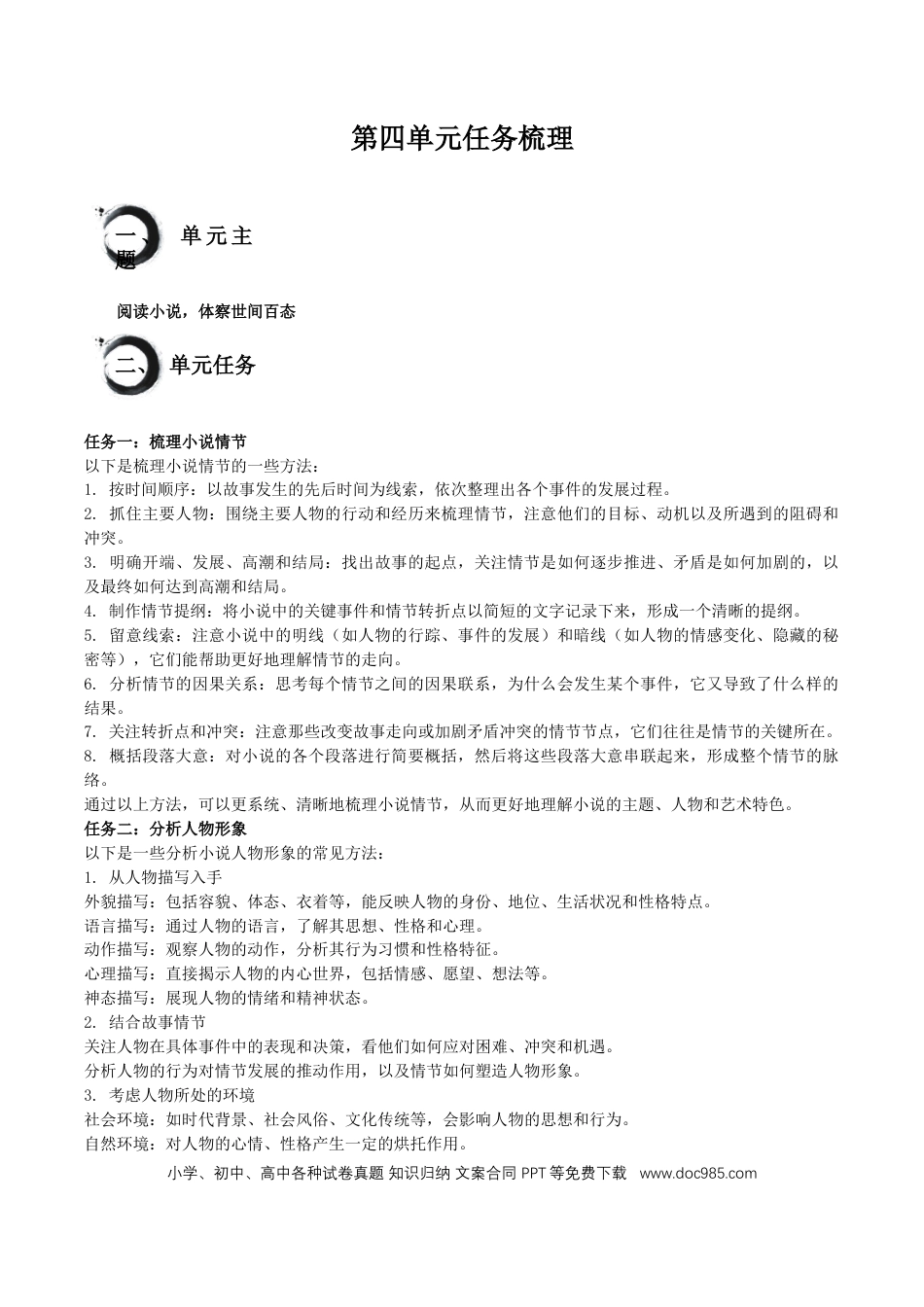 九年级语文上册第四单元+-2024-2025学年九年级语文上册单元（统编版）.docx