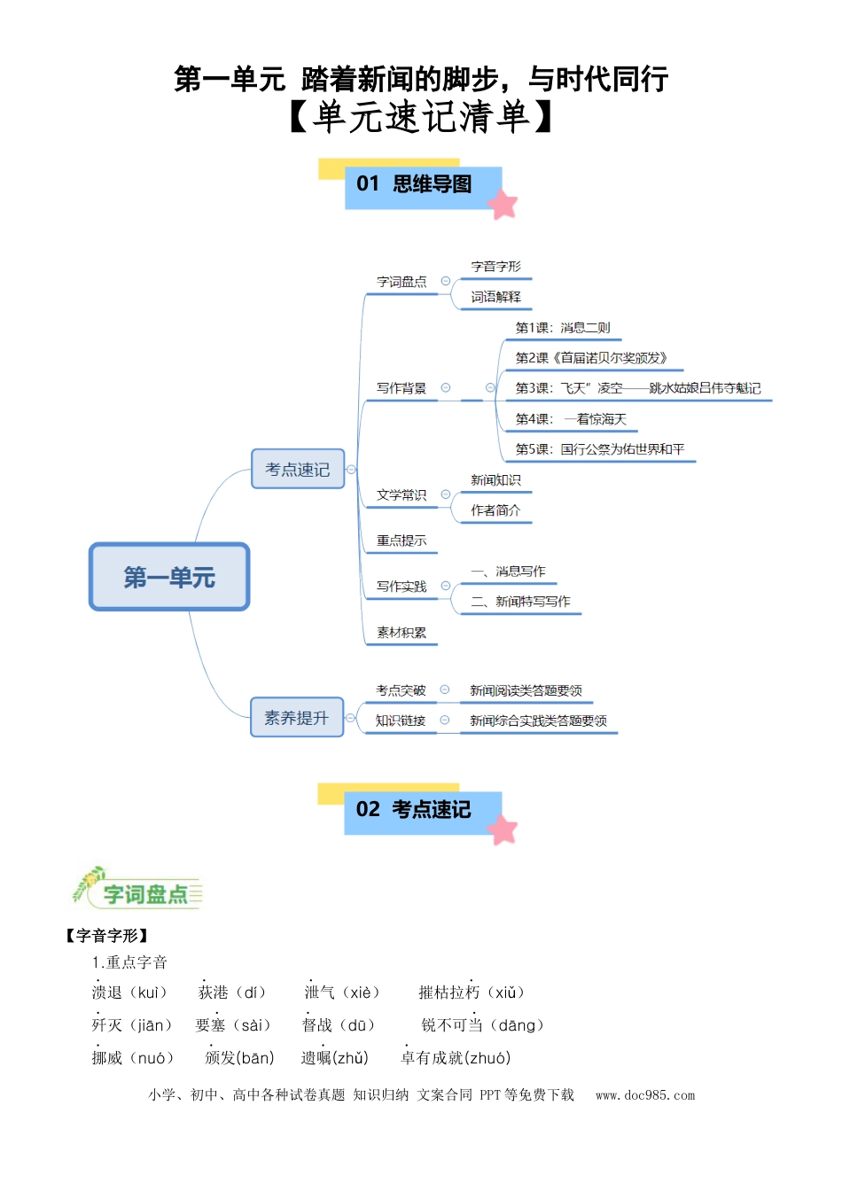 第一单元-2024-2025学年八年级语文上册（统编版）.docx