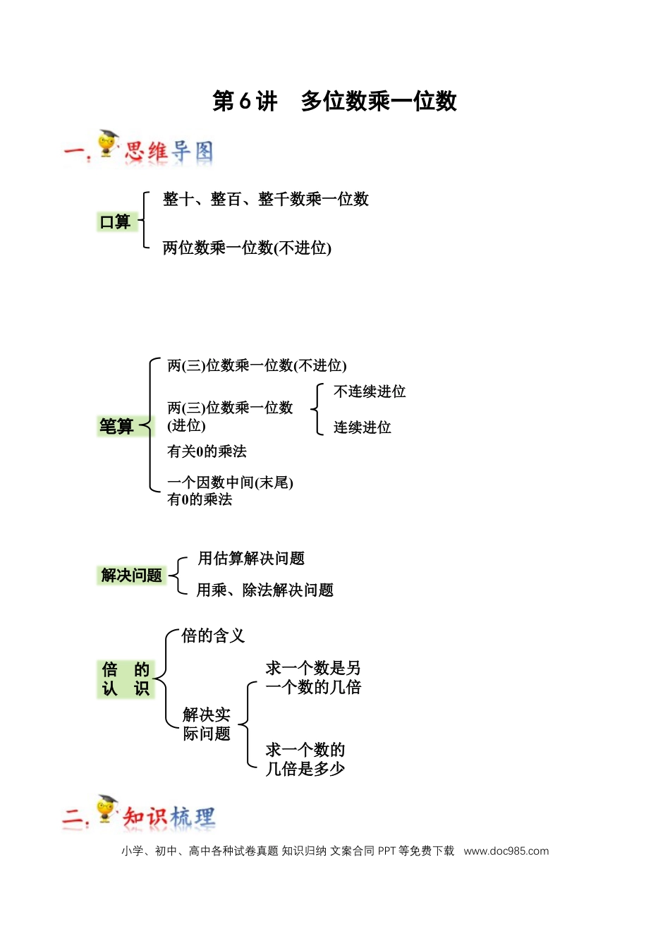 三年级数学上册 第6讲 多位数乘一位数（教师版含解析）.docx
