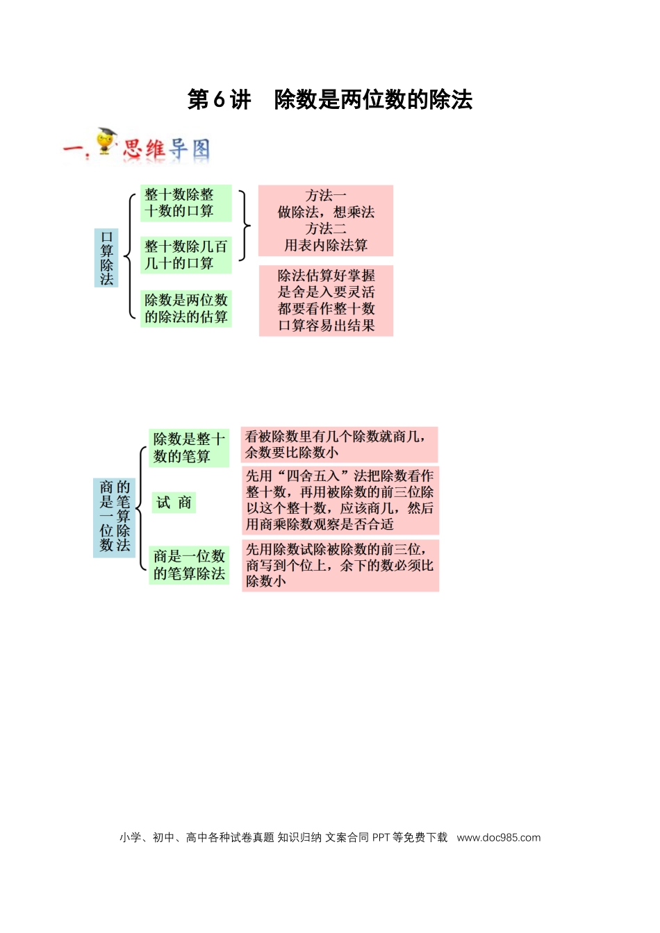 四年级数学上册 第6讲 除数是两位数的除法（学生版）.docx