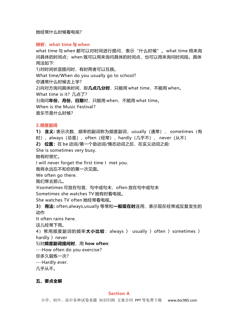 七年级英语下册Unit 2重点知识汇总.docx
