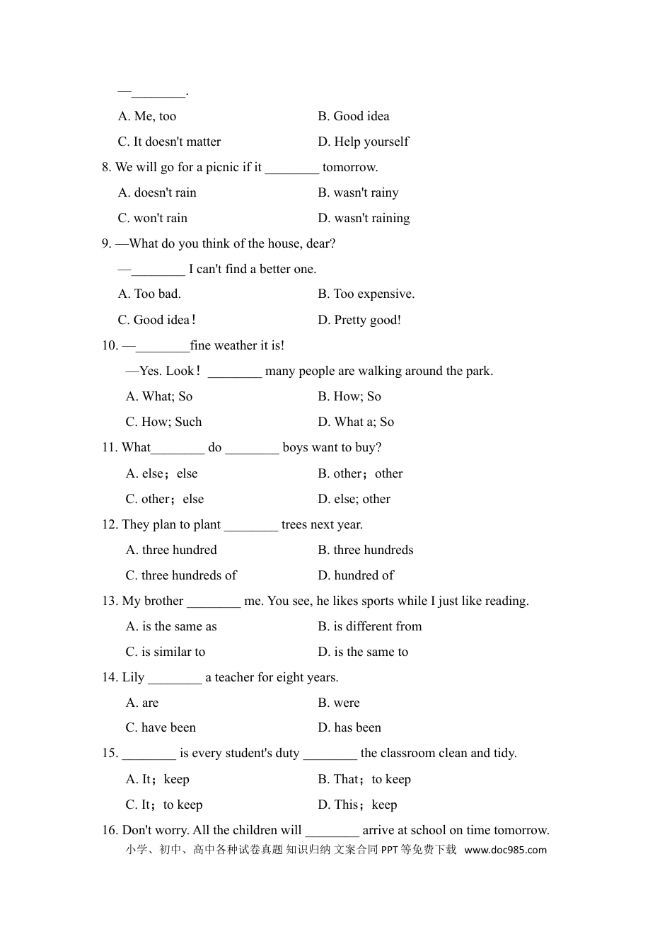 八年级上册英语句型专项.doc