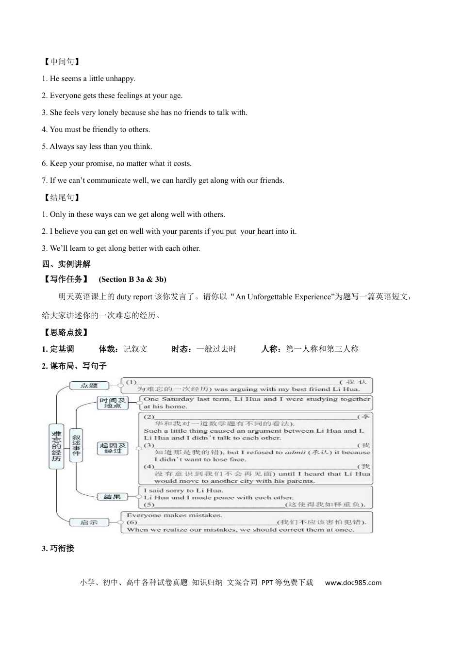 九年级英语 专题11 九全Unit11写作主题：情感（人教版）.docx