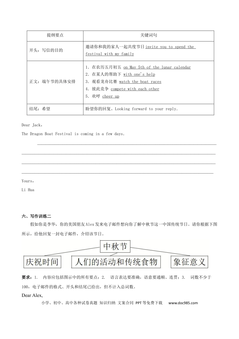 九年级英语 专题02 九全Unit 2 写作主题：节日（人教版）.docx