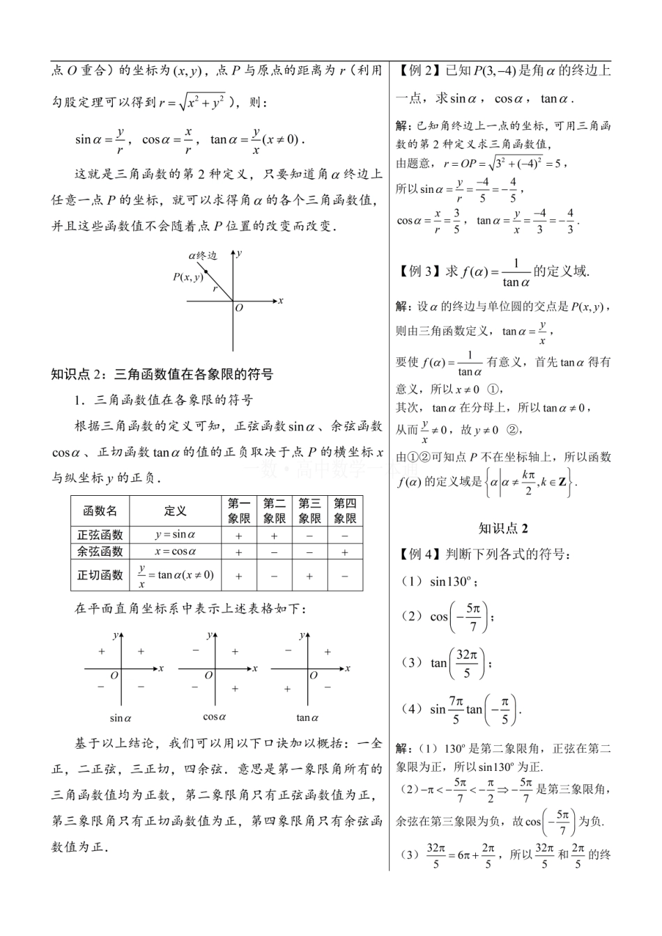 高一数学 第2节 三角函数的概念（方法册+习题册）.pdf
