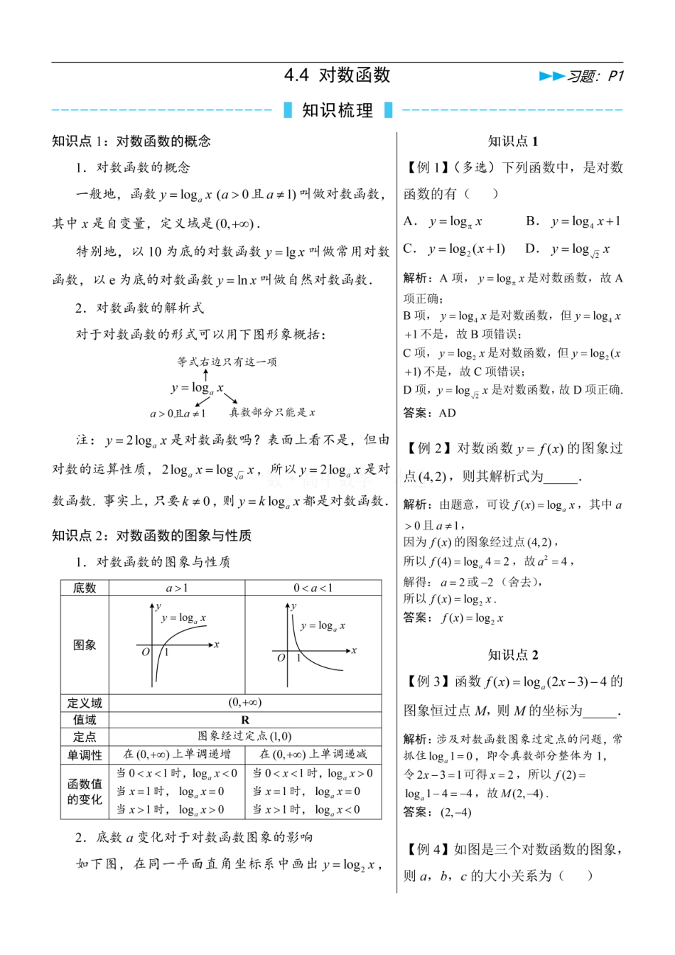高一数学 第4节 对数函数（方法册+习题册）.pdf