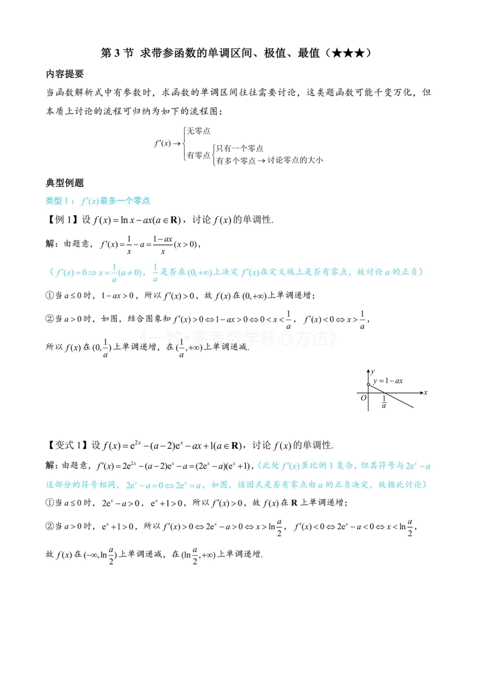 高一数学 第3节 求带参函数的单调区间、极值、最值（无答案）.pdf