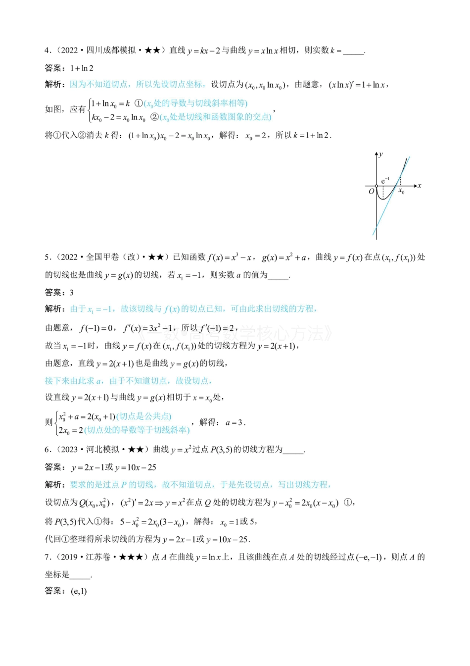 高一数学 第1节 函数图象切线的计算（有答案）.pdf