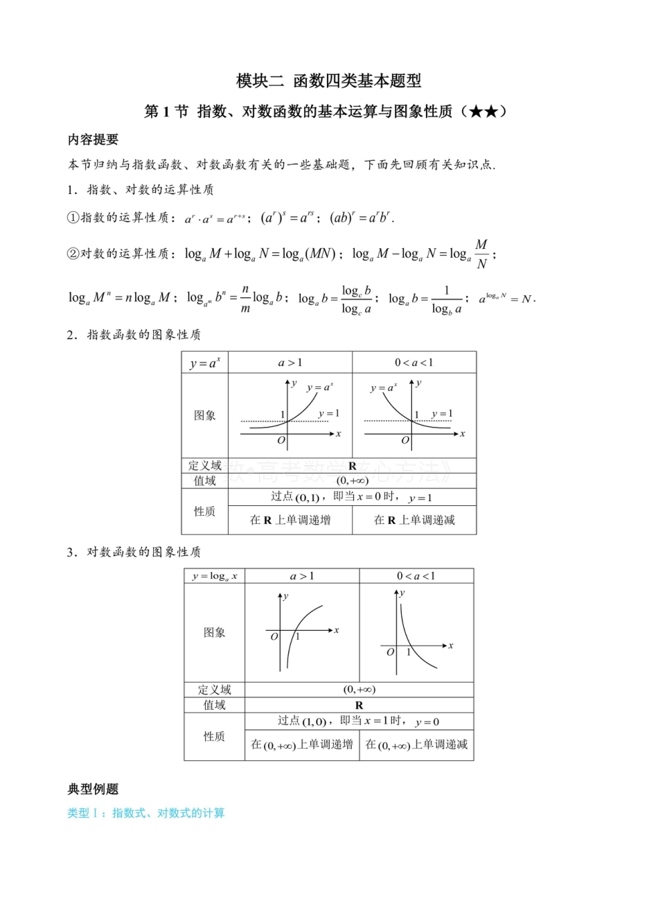 高一数学 第1节 指数、对数函数的基本运算与图象性质（无答案）.pdf