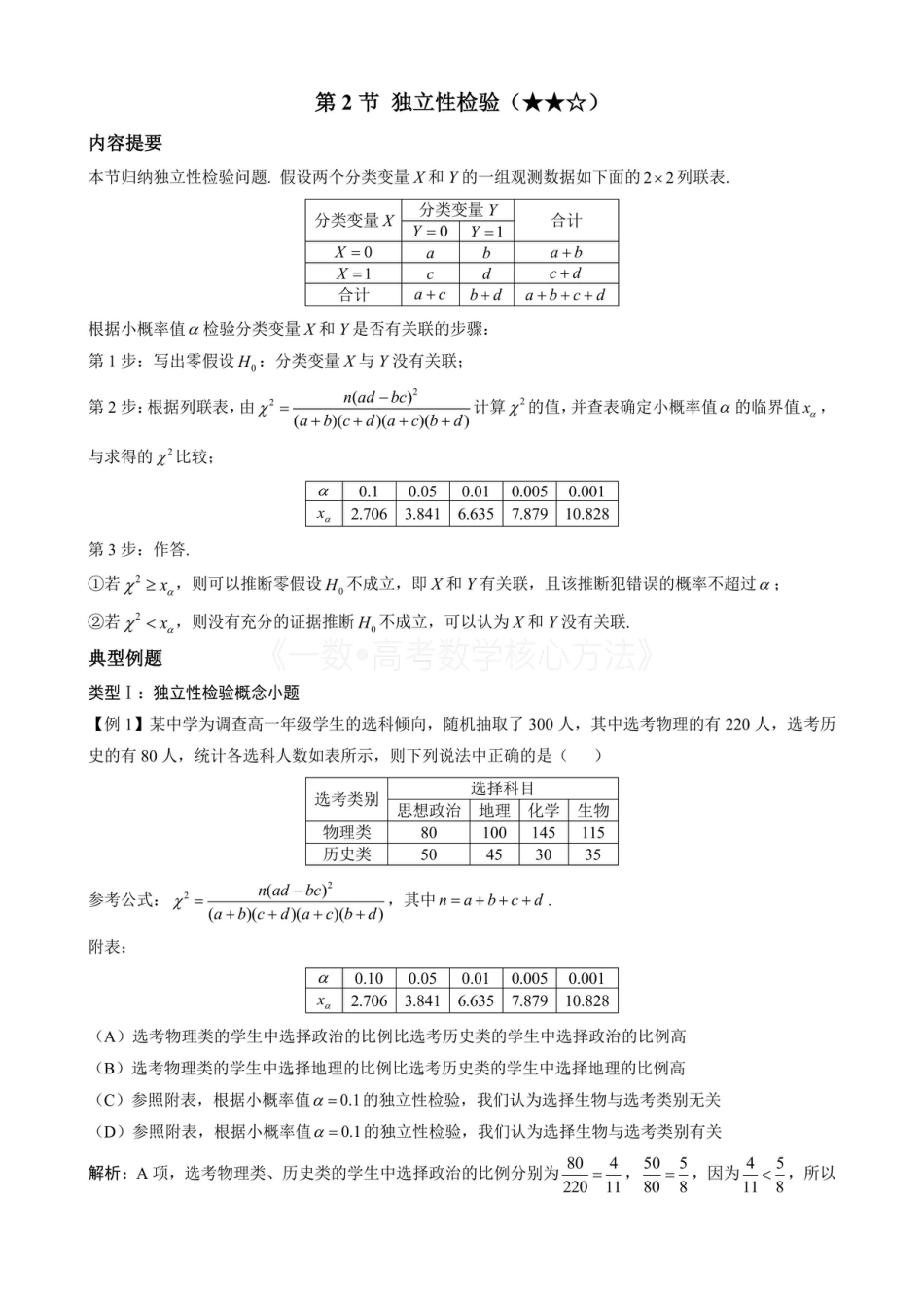 高一数学 第2节 独立性检验（无答案）.pdf