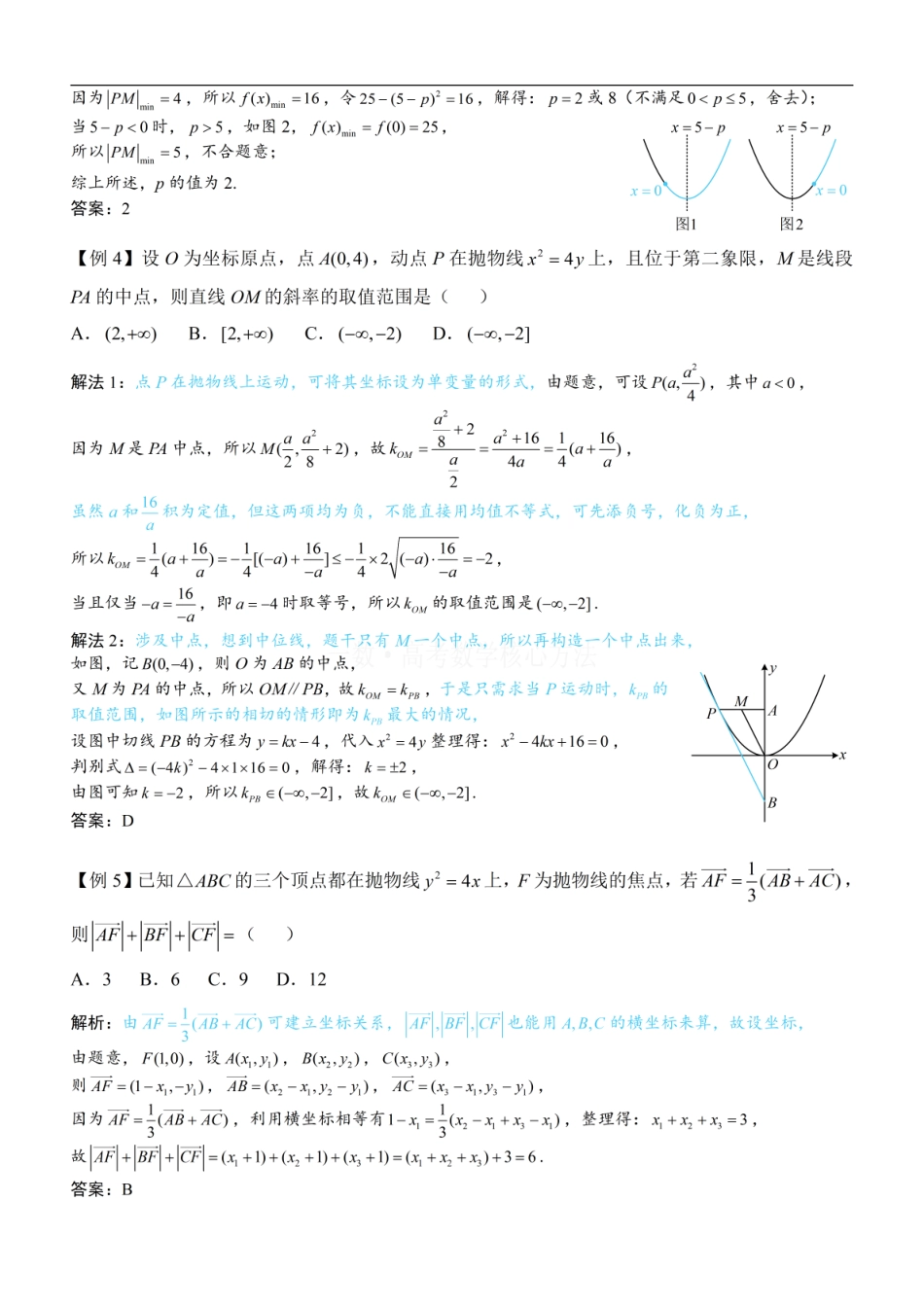 高一数学 第3节 抛物线小题的综合运算：方法册+练习册.pdf