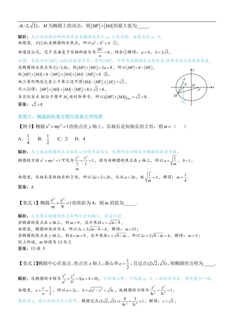 高一数学 第1节 椭圆的定义、标准方程及简单几何性质：方法册+练习册.pdf