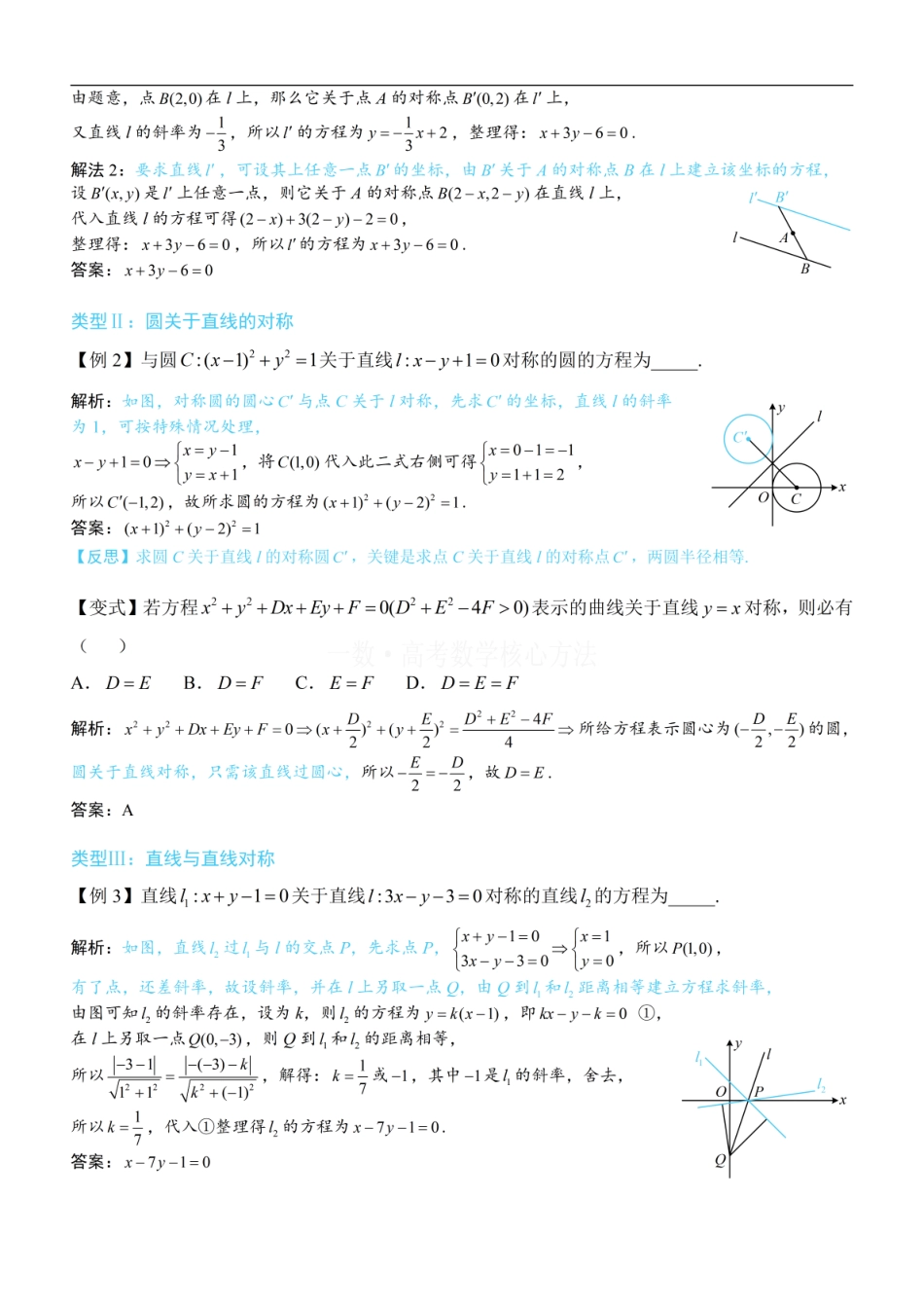 高一数学 第3节 直线相关的对称问题：方法册+练习册.pdf