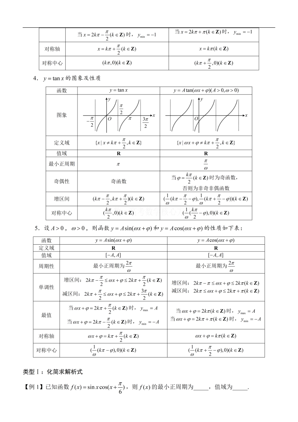 高一数学 第1节 求三角函数解析式f(x)=Asin(ωx+φ)+B：方法册+练习册 (1).pdf