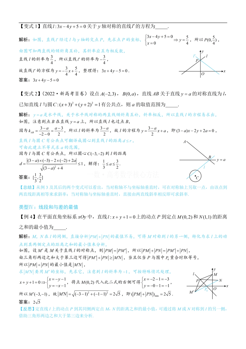 高一数学 第3节 直线相关的对称问题：方法册+练习册 (1).pdf