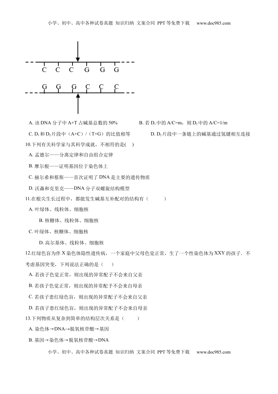 2022-2023学年高一生物下学期期中测试卷02（人教版2019选择性必修2）（原卷版）.docx