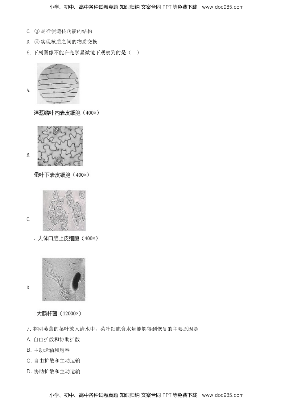 精品解析：北京丰台区高一上学期期末生物试题（原卷版）.doc