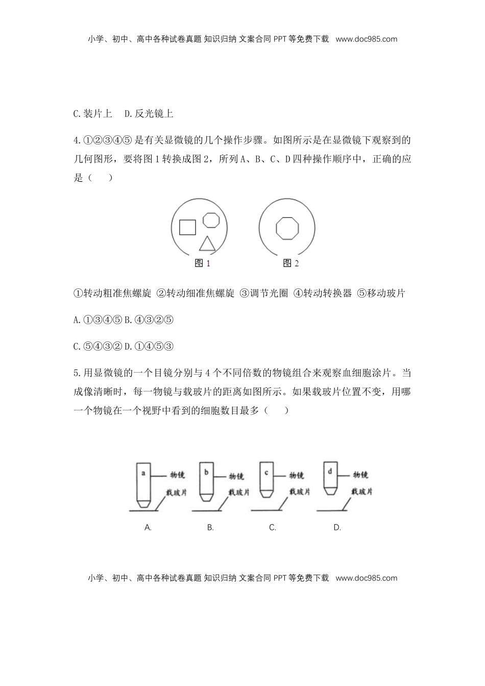 1.2 细胞的多样性和统一性 练习【新教材】人教版（2019）高中生物必修一.docx