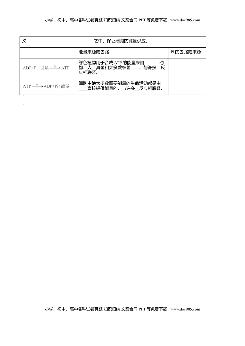 5.2  细胞的能量“货币”——ATP-高一生物课后培优练（人教版2019必修1）（原卷版）.doc