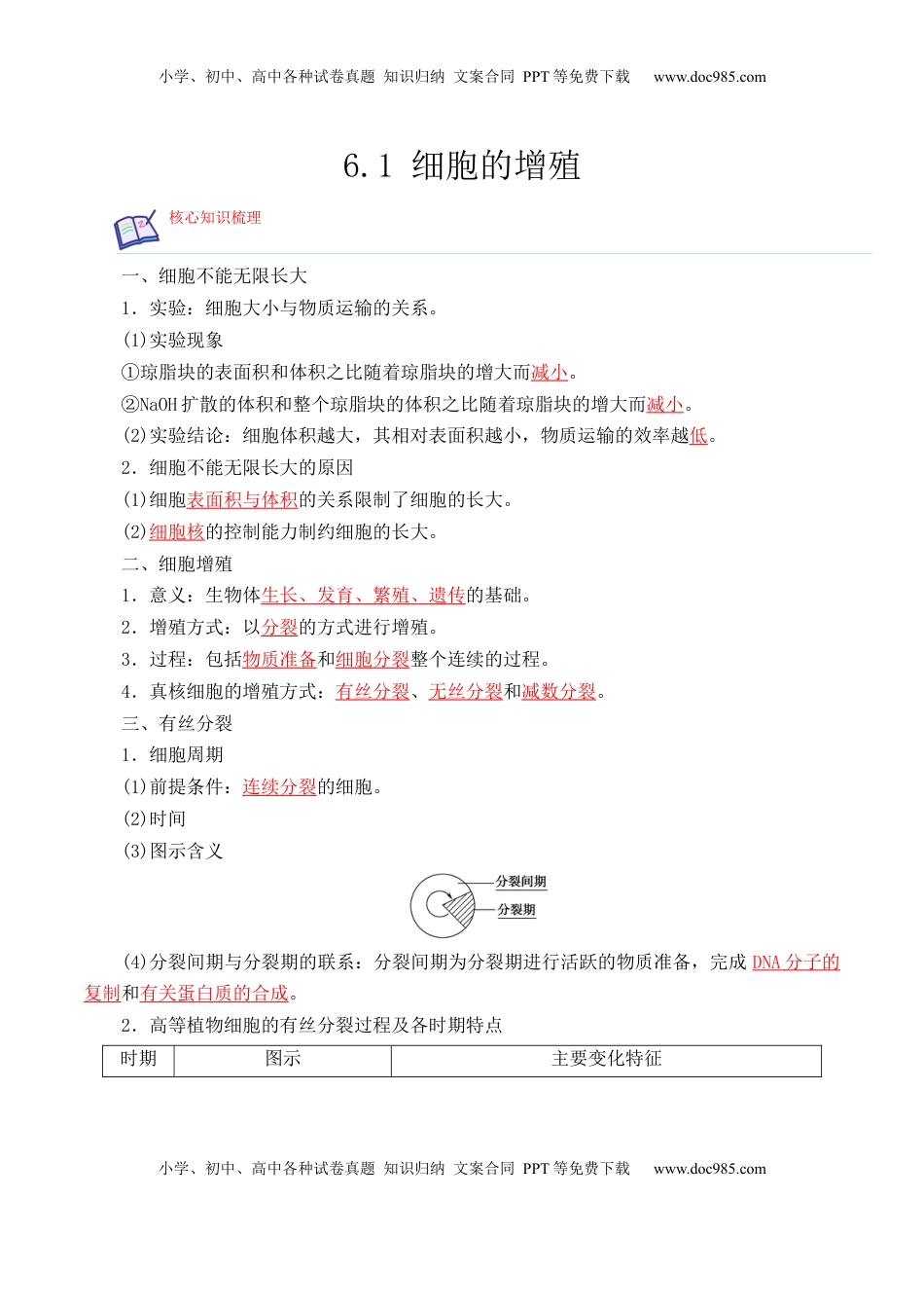6.1 细胞的增殖-2022-2023学年高一生物上学期课后培优分级练（2019人教版必修1）（解析版）.docx