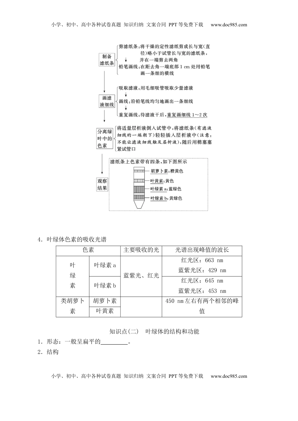 5.4.1 捕获光能的色素和结构-2022-2023学年高一生物上学期课后培优分级练（2019人教版必修1）（原卷版）.docx