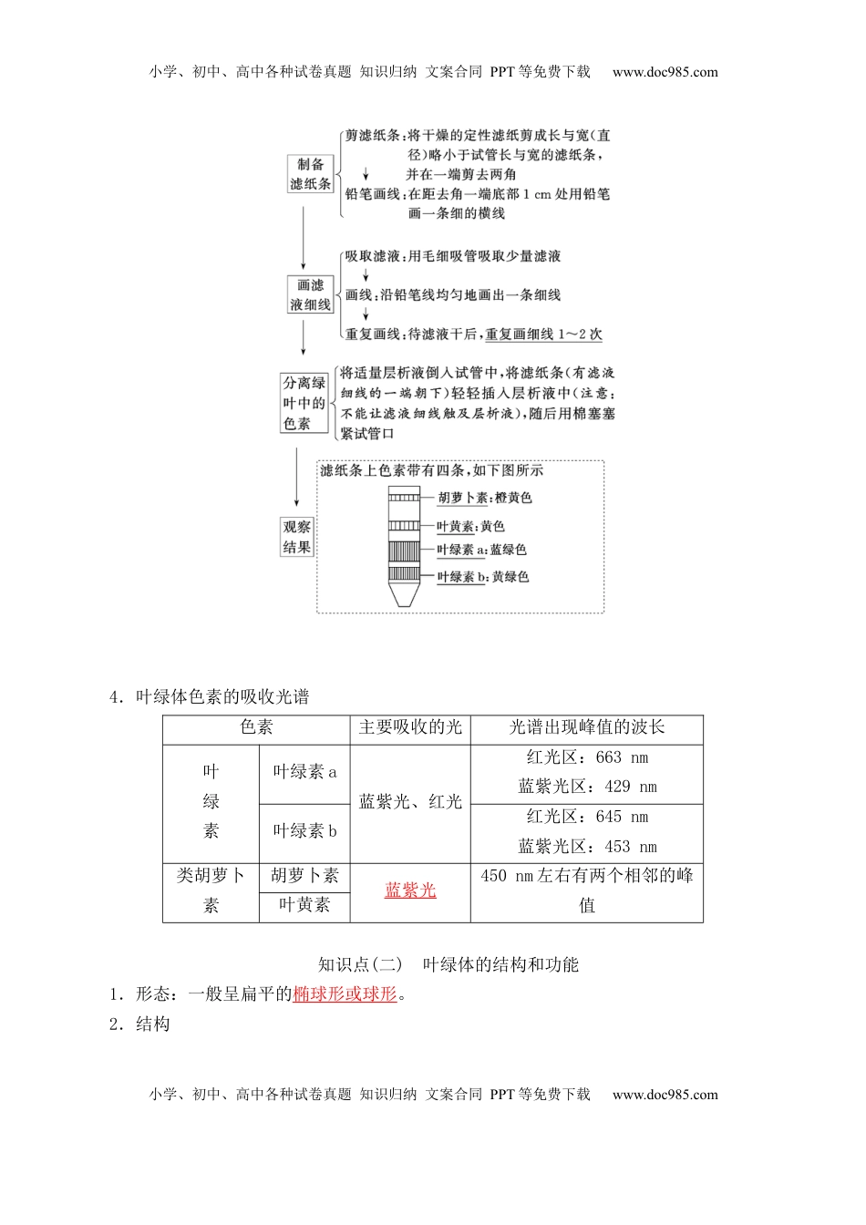 5.4.1 捕获光能的色素和结构-2022-2023学年高一生物上学期课后培优分级练（2019人教版必修1）（解析版）.docx