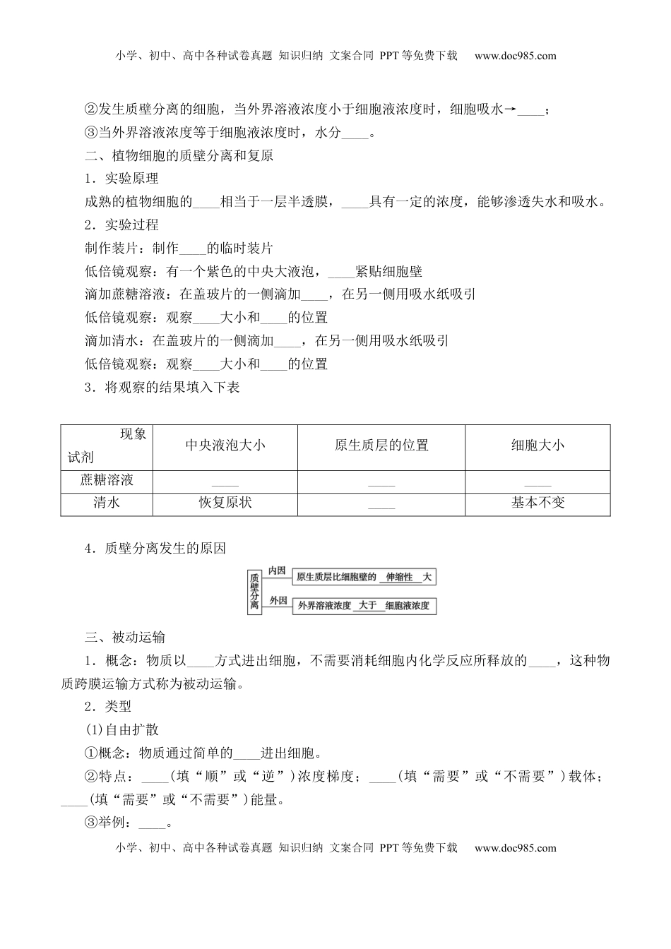 4.1 被动运输-2022-2023学年高一生物上学期课后培优分级练（2019人教版必修1）（原卷版）.docx