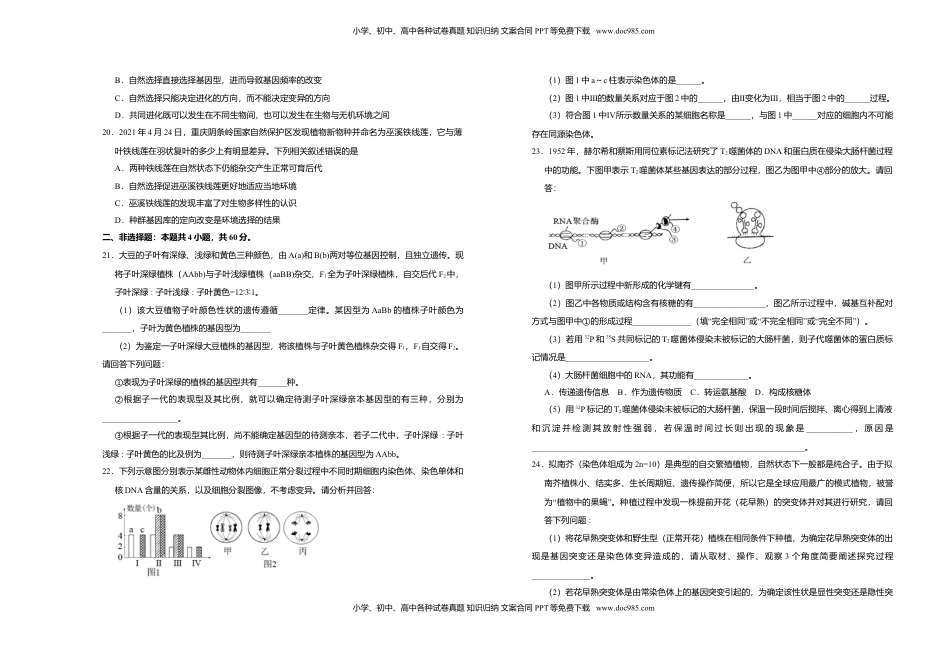 【原创】（新教材）2022-2023学年下学期高一期末备考金卷 生物 学生版.doc
