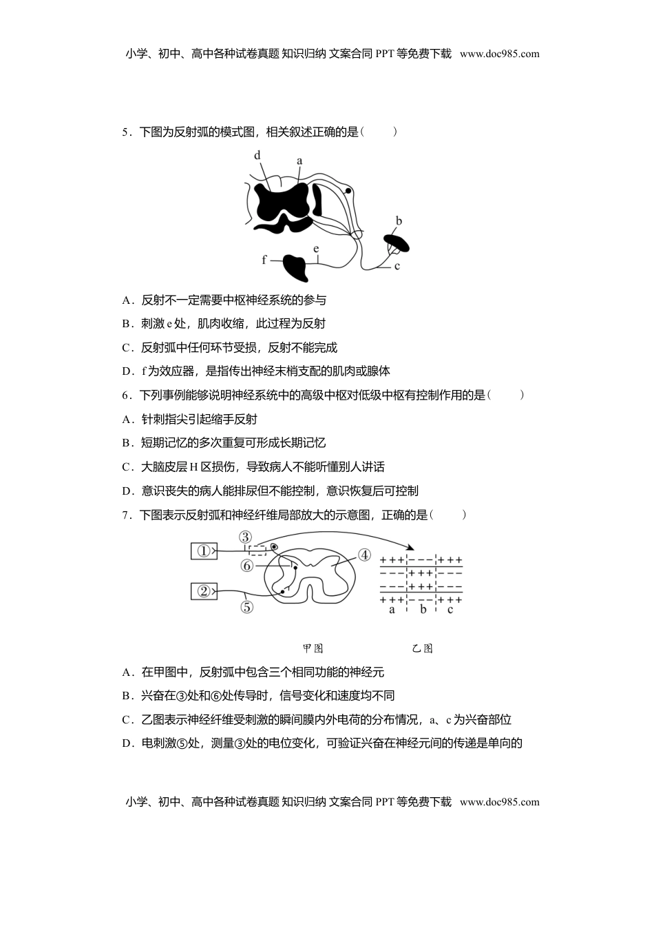 第2章 神经调节练习2022-2023学年高二上学期生物人教版选择性必修1.doc