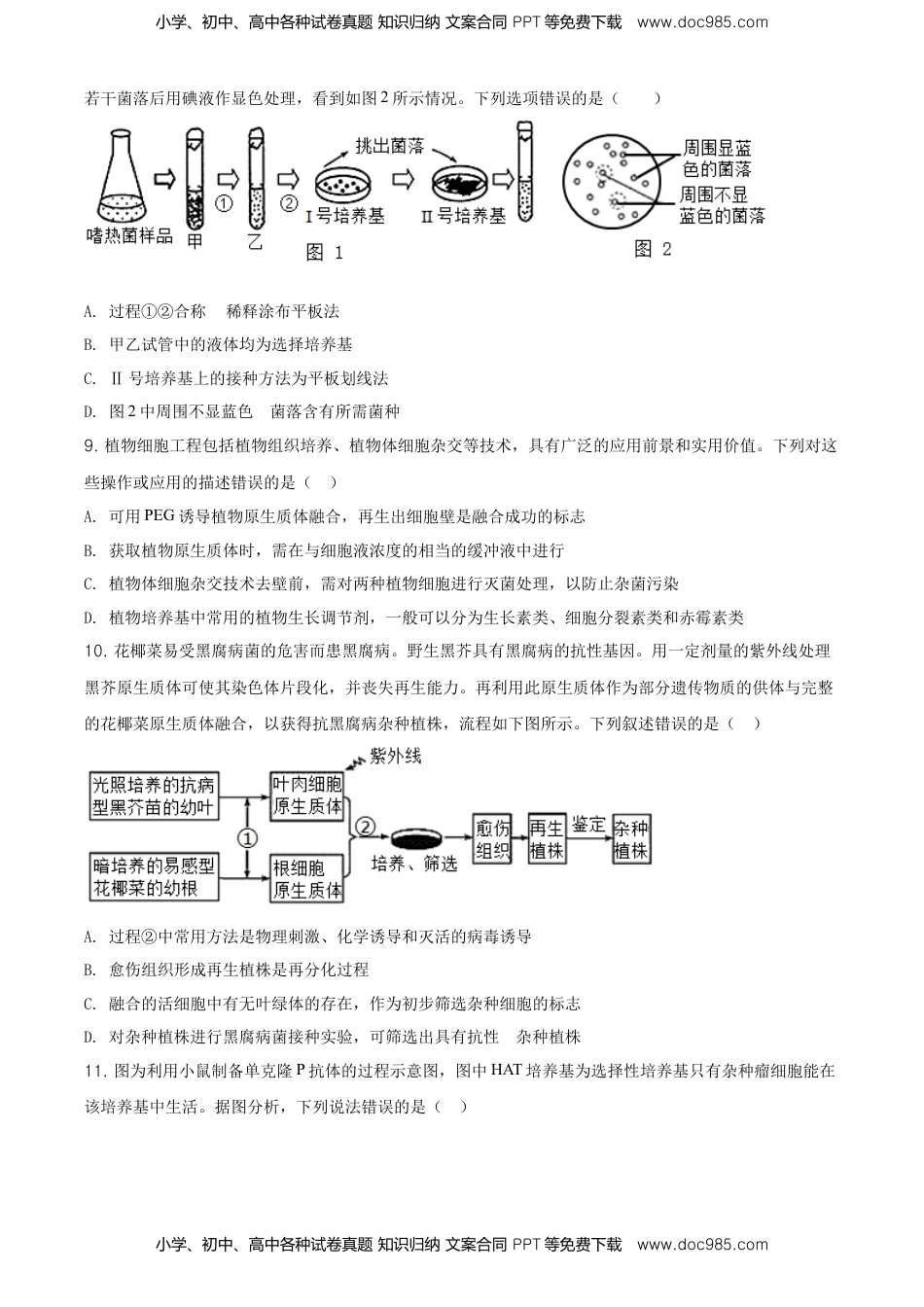 高二下学期期中生物试题（原卷版） (4).doc