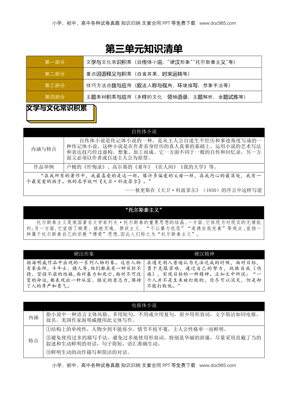 第三单元（知识清单）-【上好课】2022-2023学年高二语文选择性必修上册同步备课系列（统编版）_new.docx