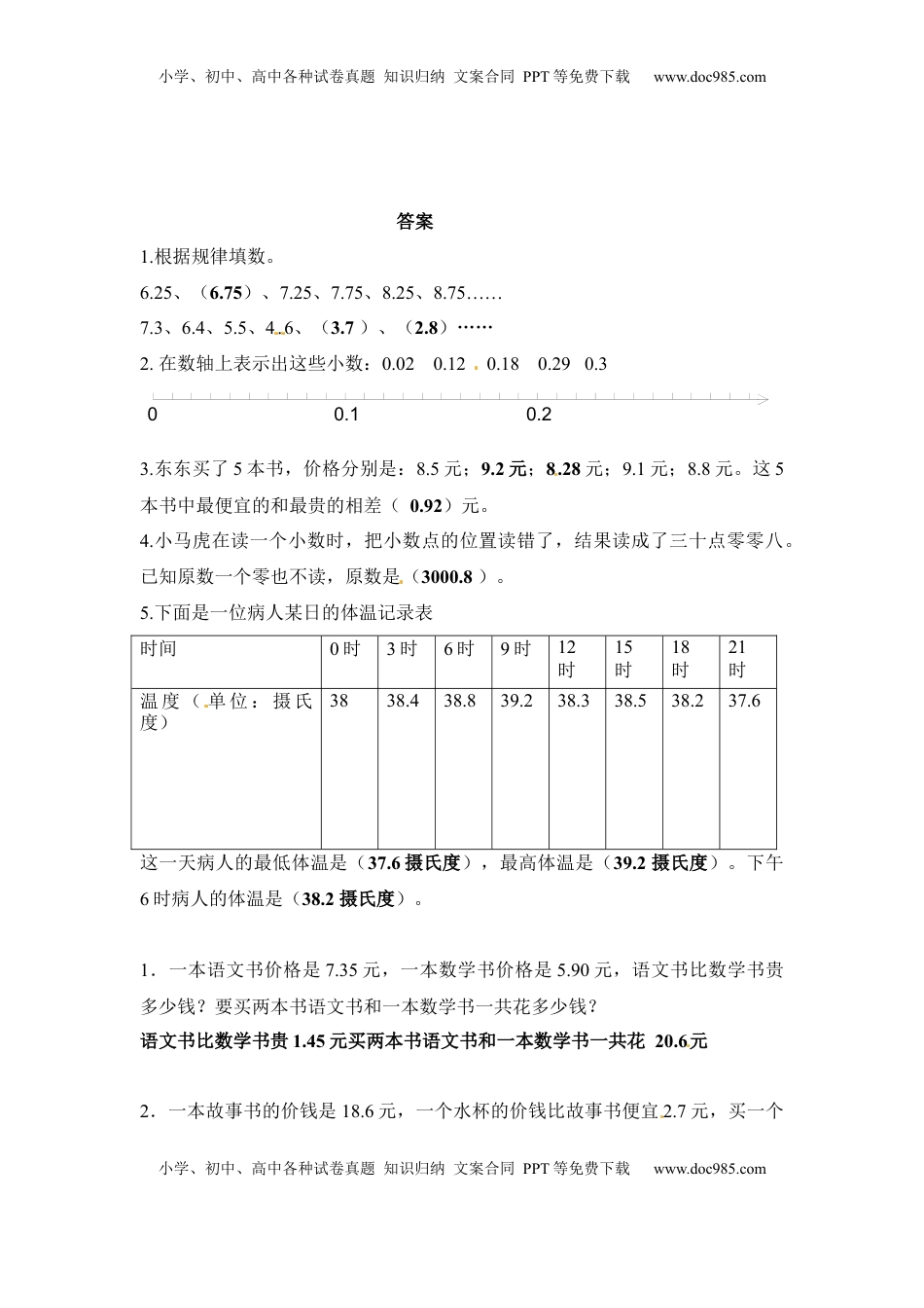 三年级下册数学一课一练-小数的初步认识3-苏教版（优尖升教育）.docx